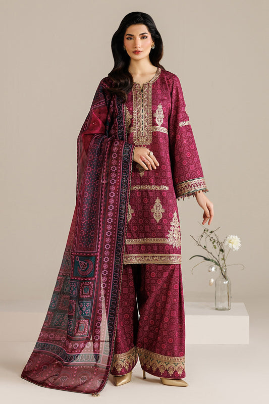Jazmin UR-7074 raw silk formal with printed tissue silk dupatta