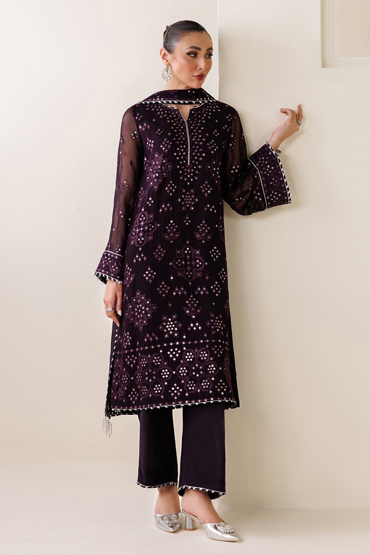 Pakistani embroidered chiffon formal UC-3123 by Jazmin