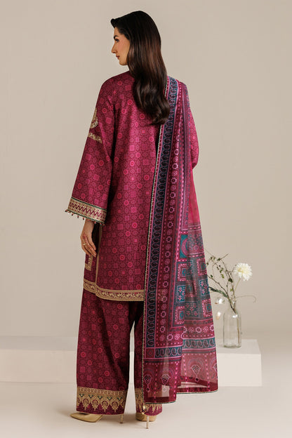 Jazmin UR-7074 three-piece printed raw silk formal