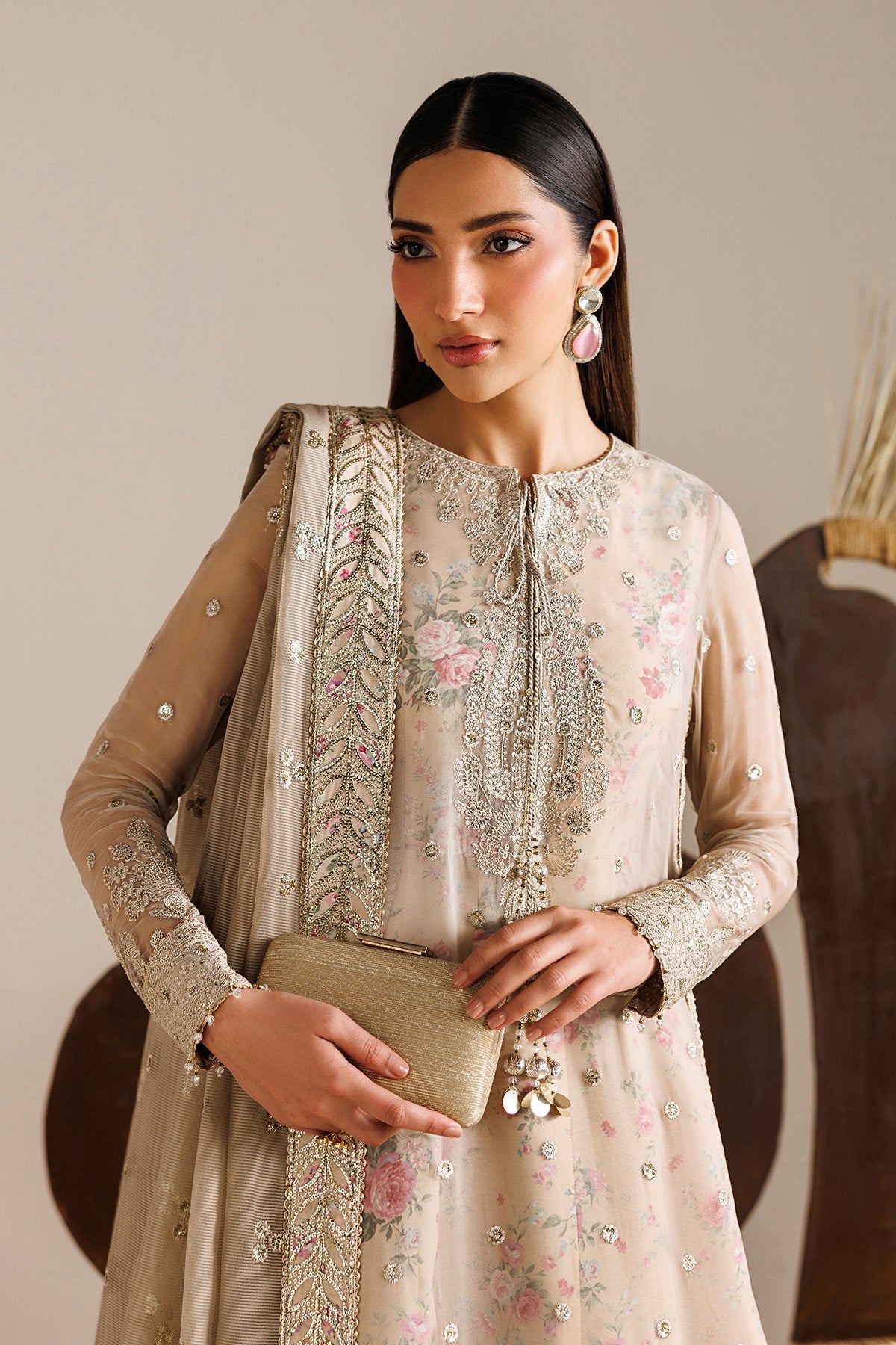 Jazmin UC-3117 chiffon formal with printed raw silk trouser