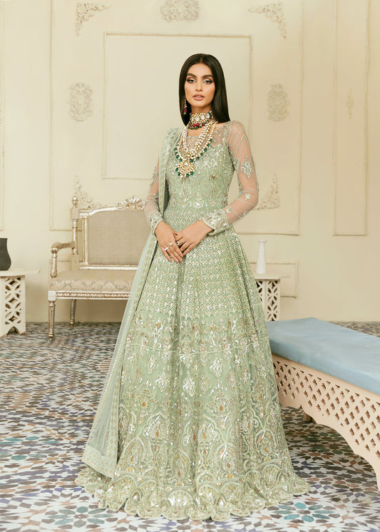Akbar Aslam Florican embellished net blouse with panelled skirt