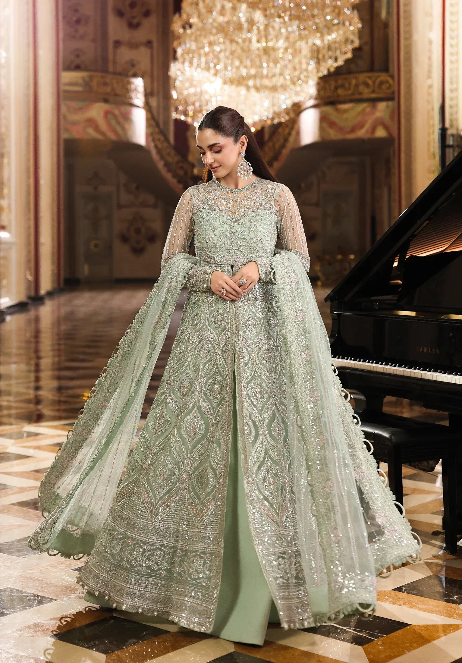 Elaf Stardom Diana – Hand Embellished 3Pc Poly Net SetDiana by Elaf Stardom ’25 features hand-embroidered poly-net panels, elegant dupatta, and raw silk inner — perfect for festive occasions and timeless sophistication.