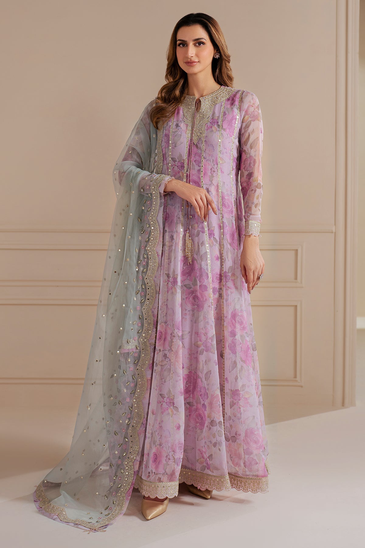 Jazmin UC-3071 embroidered printed chiffon Pakistani formal suit