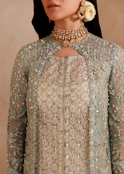 Elysia aqua and off-white Pakistani bridal wear by Sardinia, UK