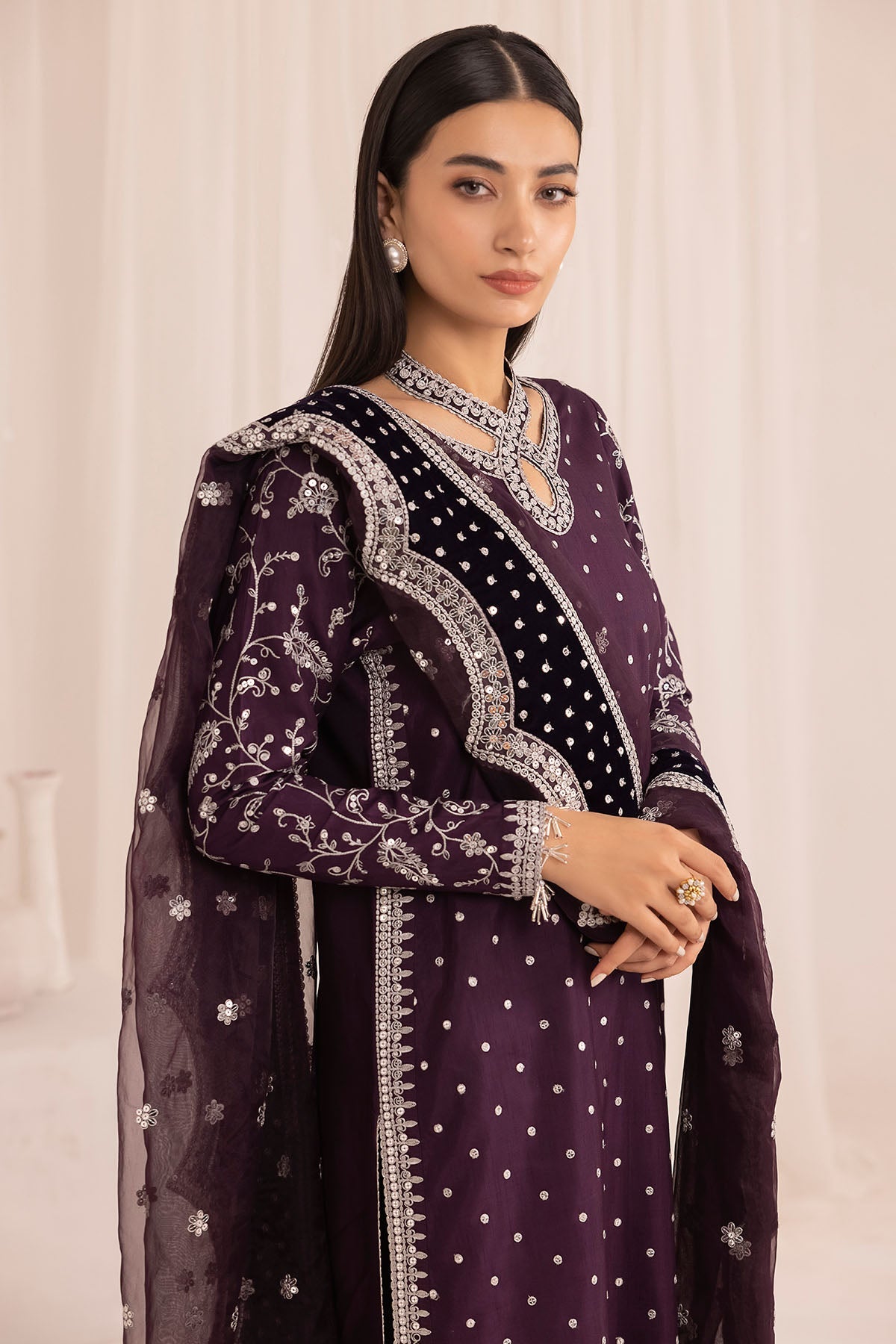 EMBROIDERED RAW SILK UR-7011