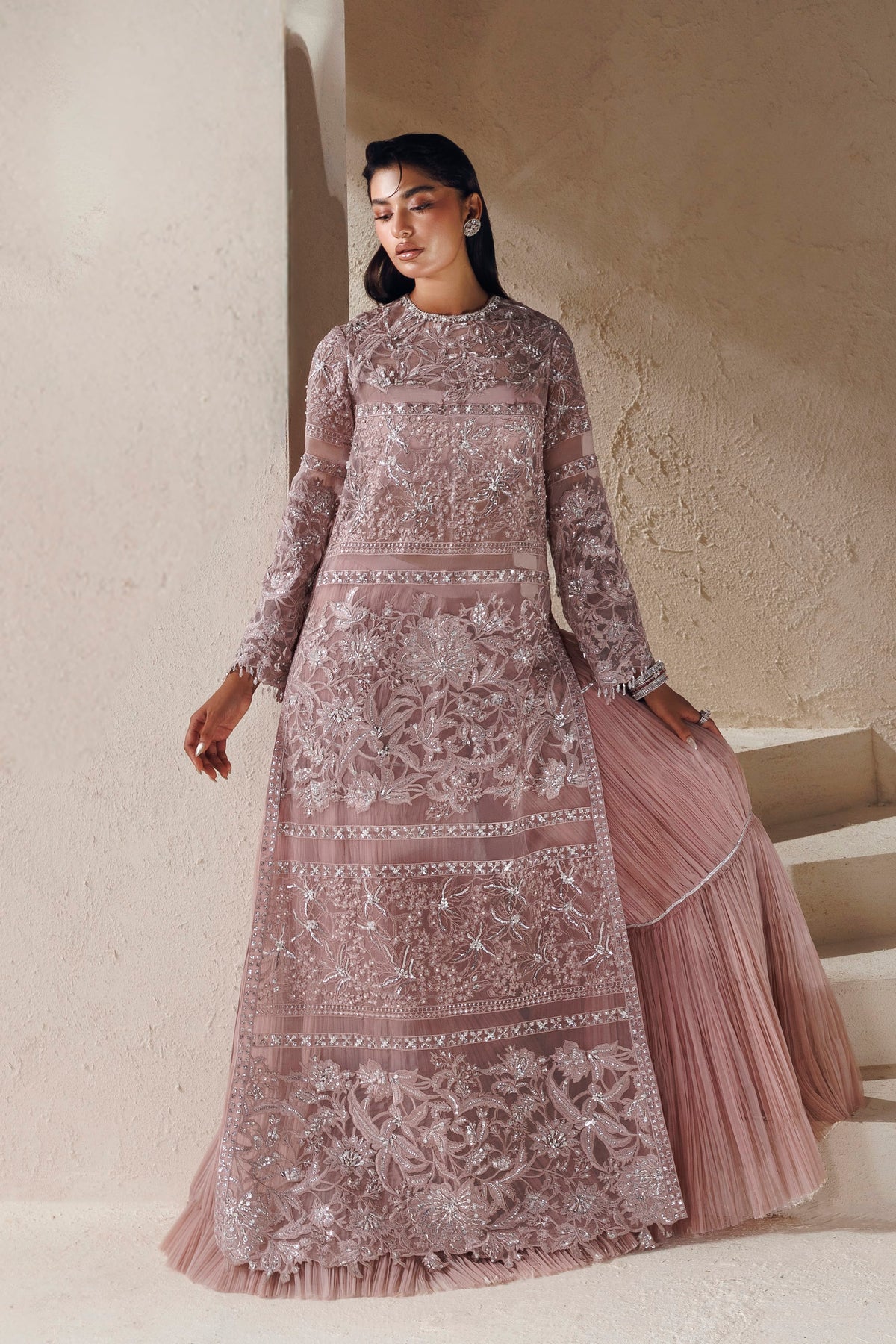 Akbar Aslam Lueur hand-embellished organza front body