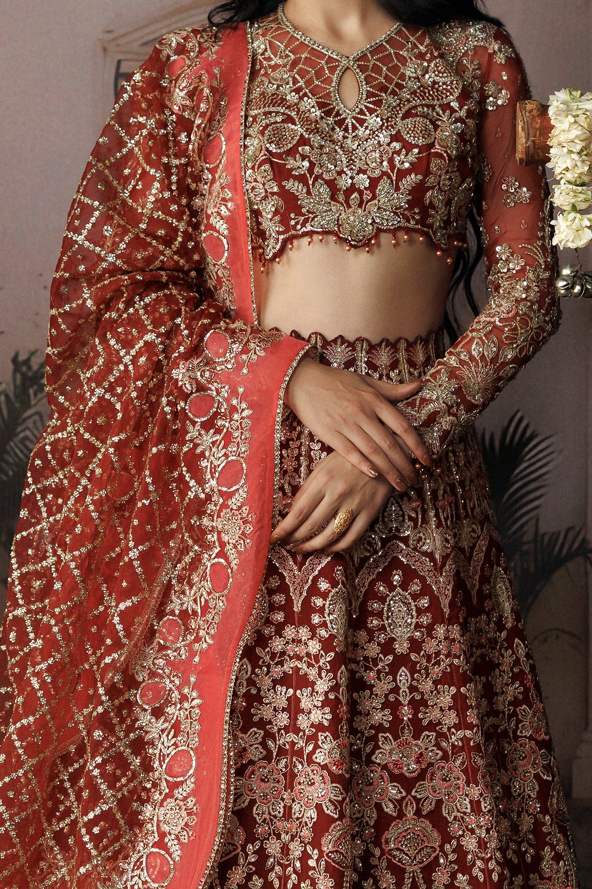 Afrozeh Rukhsan embellished front body detail