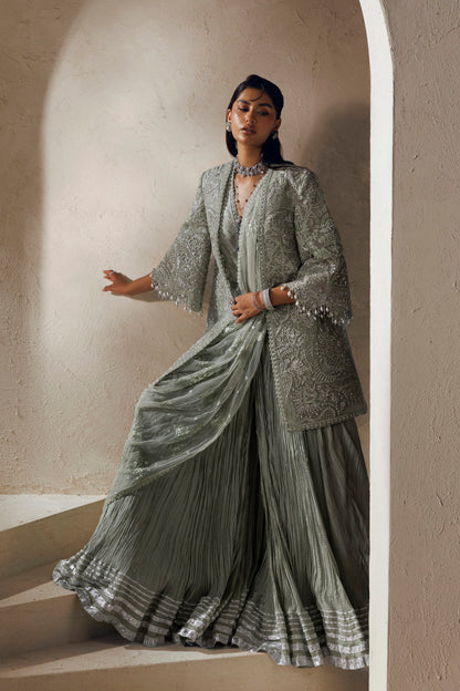 Akbar Aslam La Reina hand-embellished organza jacket panels