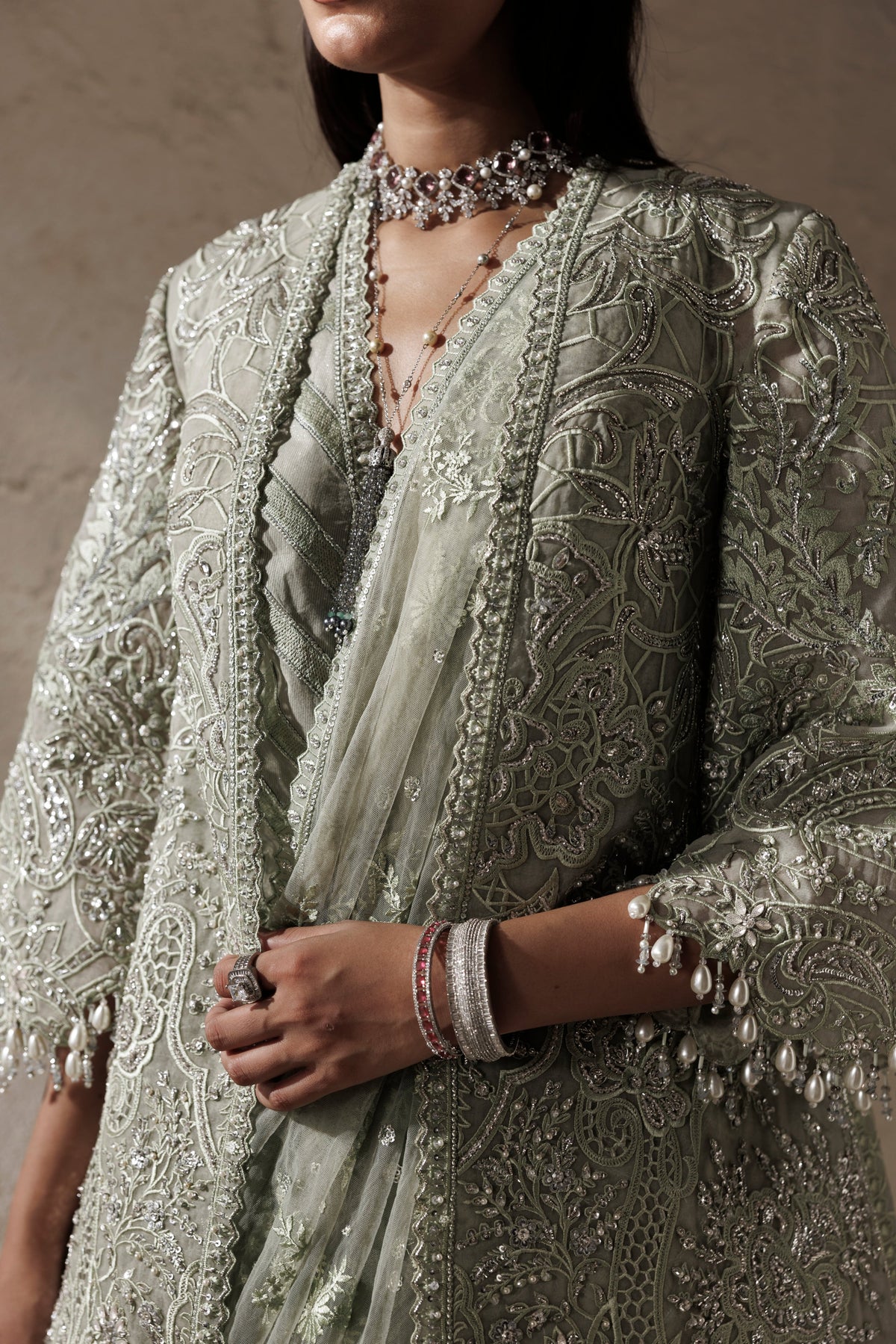 Akbar Aslam La Reina hand embellishment close-up
