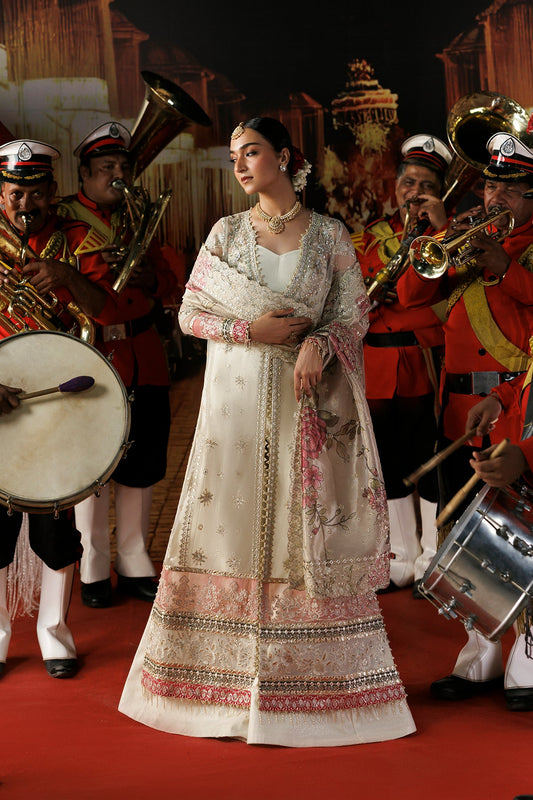 Afrozeh Rang-e-Wafa ivory embroidered net wedding formal