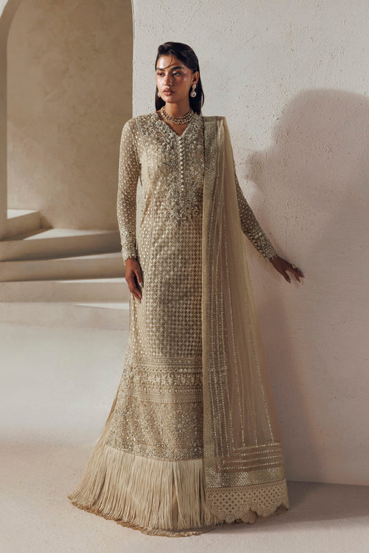 Akbar Aslam Sevilla embellished net shirt with silk sharara