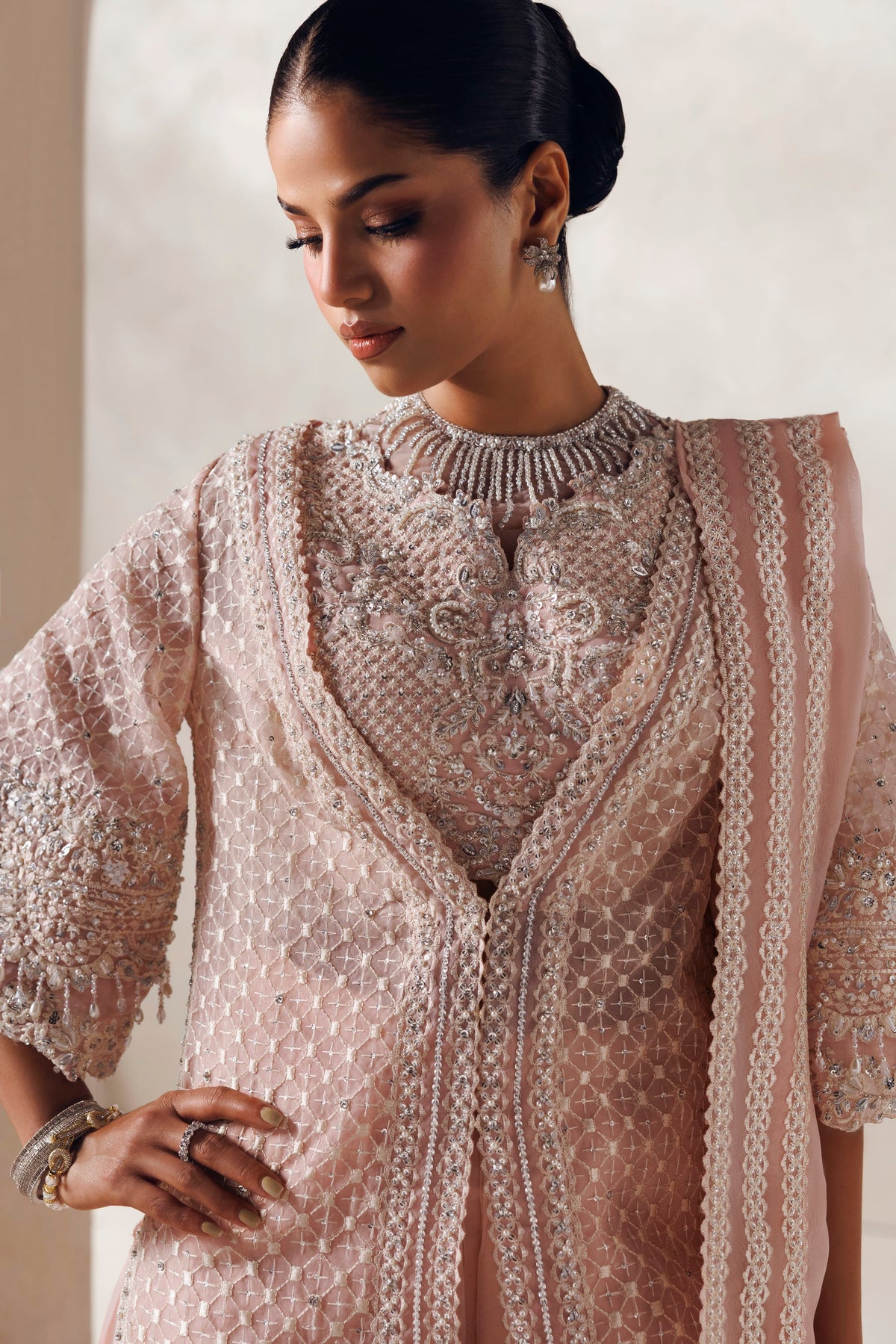 Akbar Aslam Epoque organza shirt with raw silk trouser