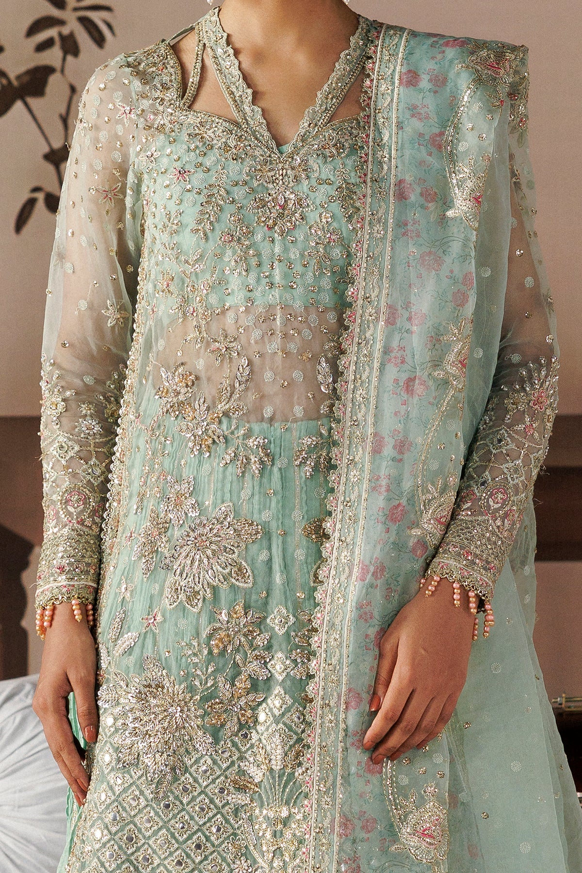 Dastoor by Afrozeh – Pakistani wedding guest outfit in aqua mint