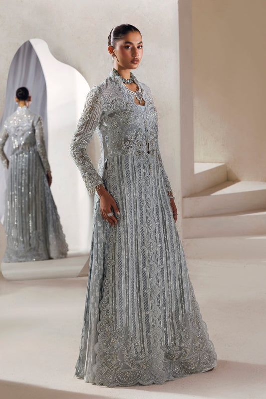 Akbar Aslam Marisol open-front organza with jacquard sharara