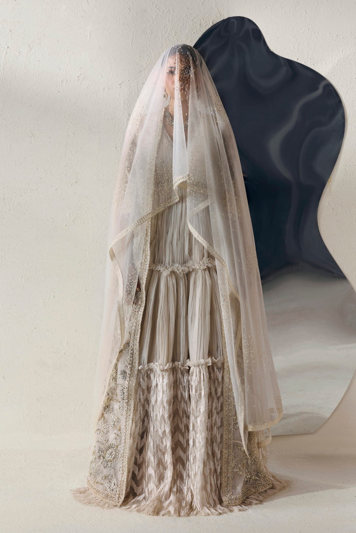 Akbar Aslam Aurelia embellished organza panels