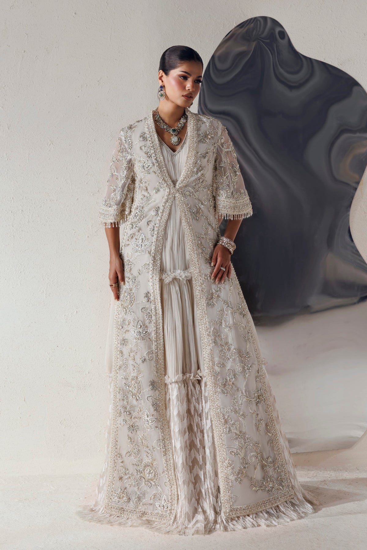 Akbar Aslam Aurelia hand-embellished organza Pakistani luxury formal