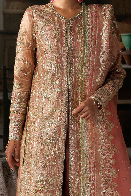 Aabroo by Afrozeh – Pakistani wedding guest outfit in peach