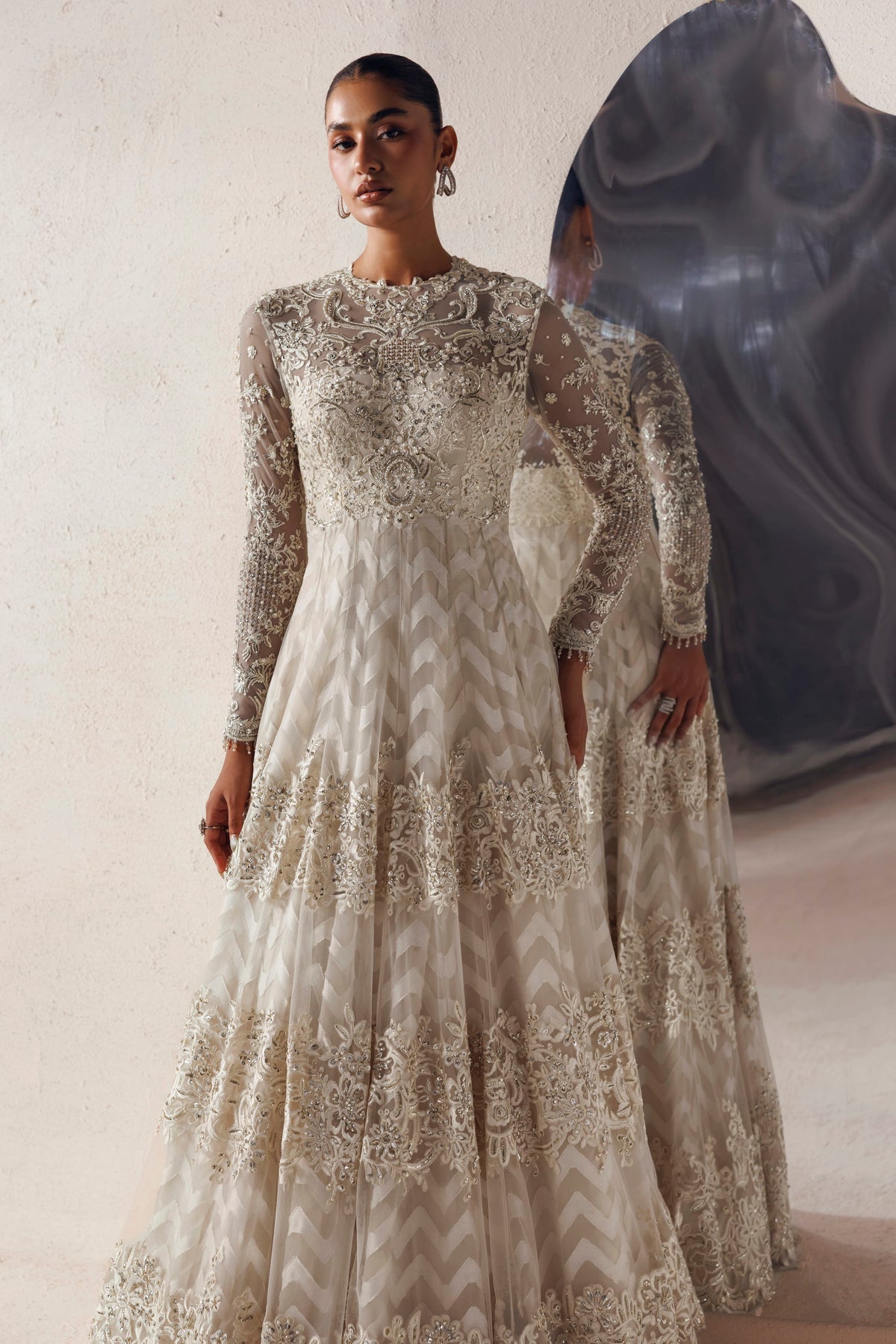 Akbar Aslam Vivienne sweeping full-length net skirt