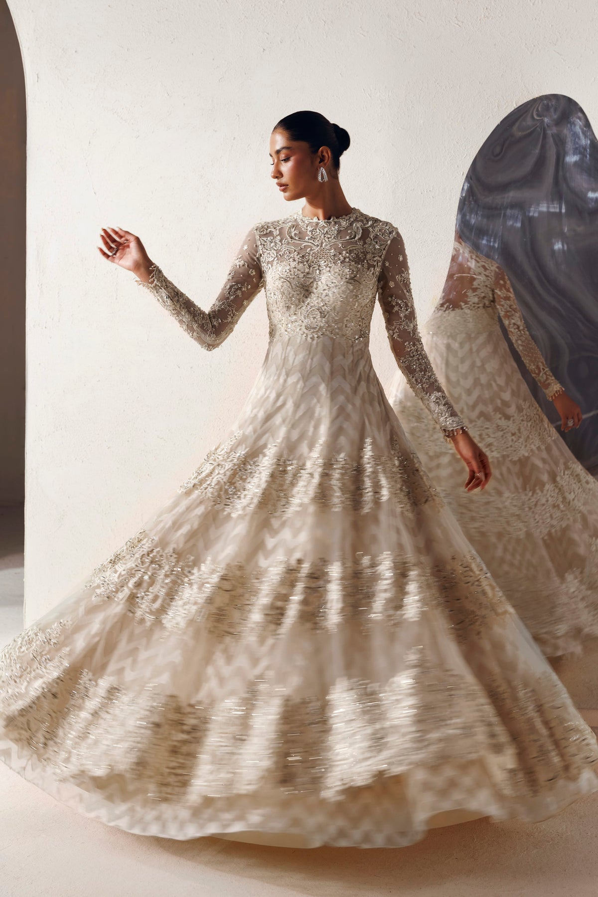 Akbar Aslam Vivienne net gown back view