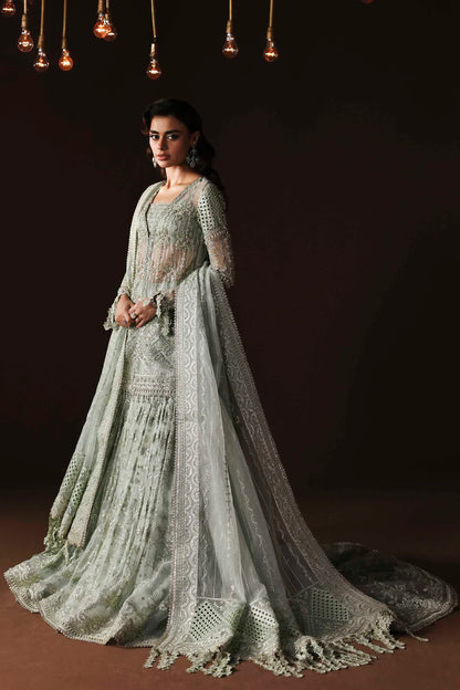 Shop organza embroidered sharara dress with hand embellishments & dupatta. Includes detailed borders & inner—perfect for weddings & festive wear.