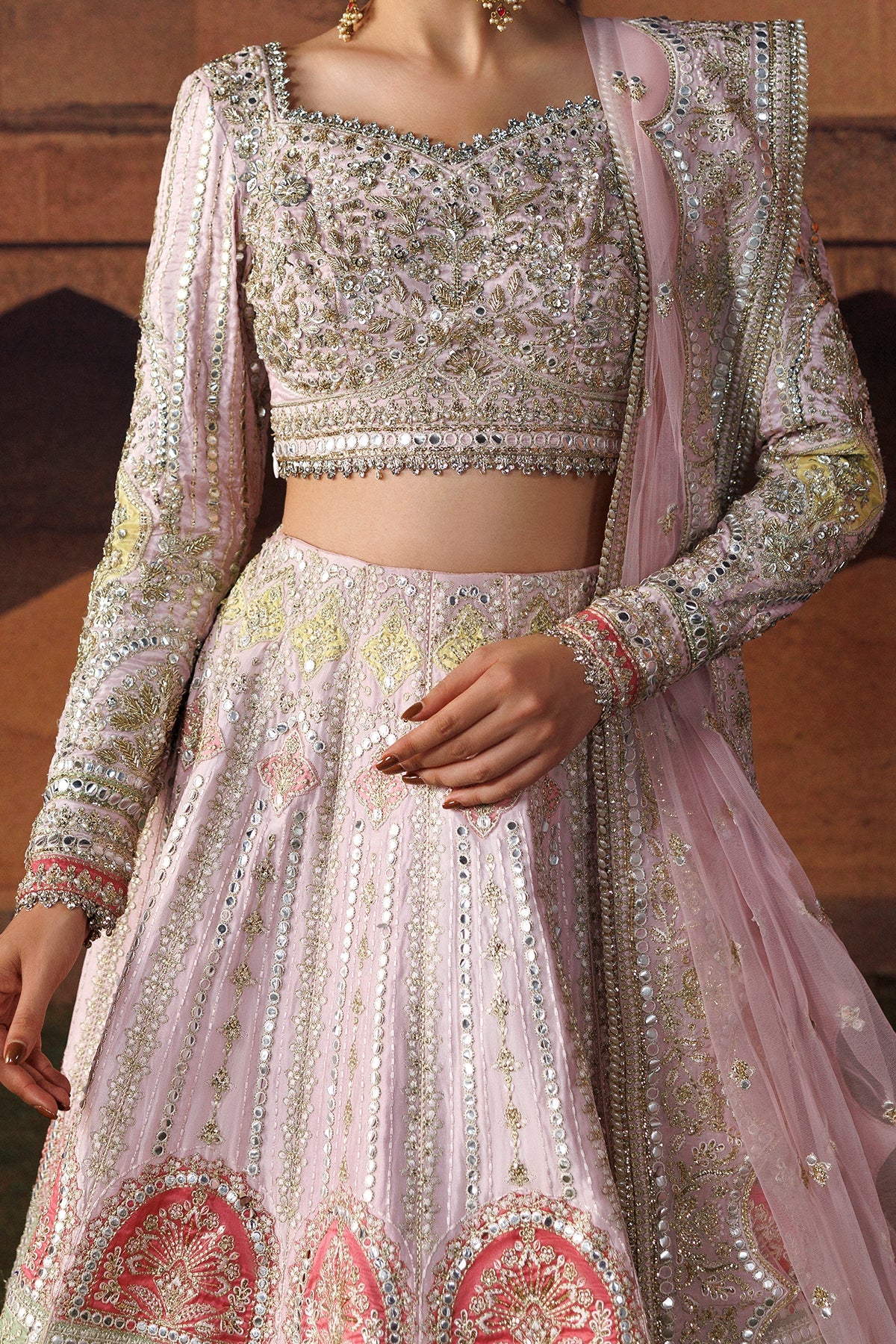 Gul-e-Roshan by Afrozeh – Pakistani wedding guest outfit in baby pink