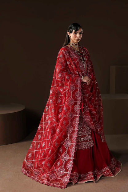 Shop organza embroidered lehenga dress with hand embellishments & dupatta. Includes raw silk lehenga & inner—perfect for weddings & festive wear.