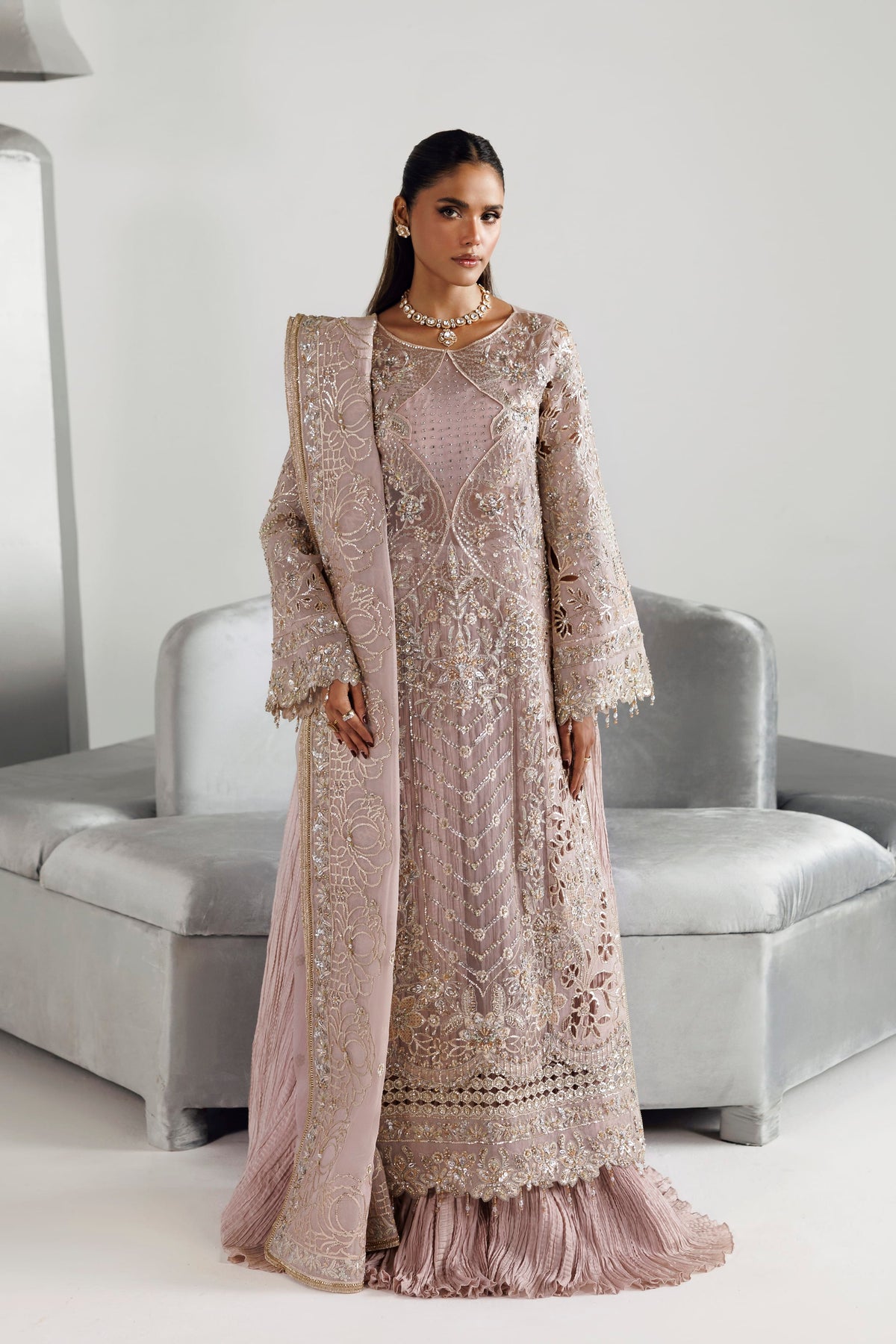 Akbar Aslam Iyla hand-embellished organza Pakistani formal