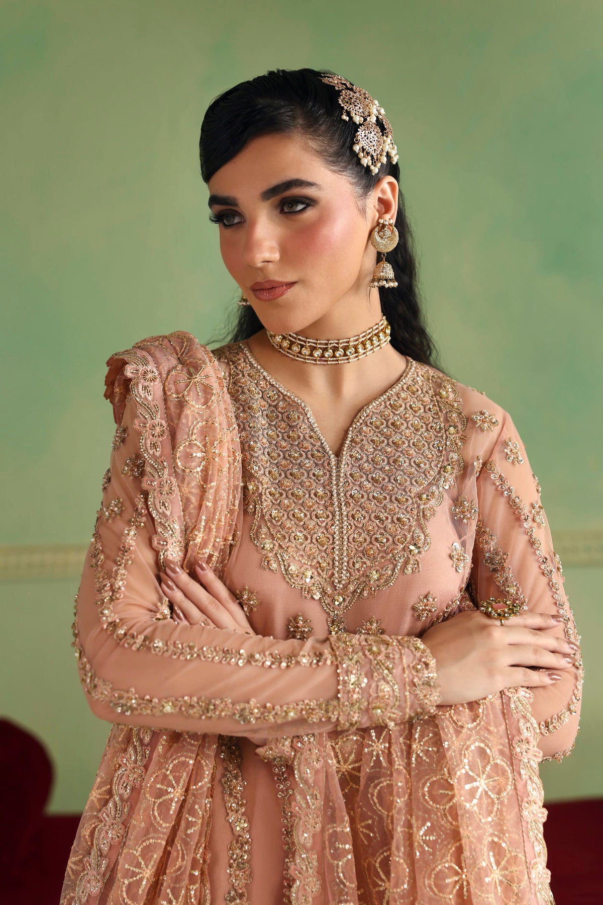 Arshia by Akbar Aslam – Pakistani wedding guest net suit