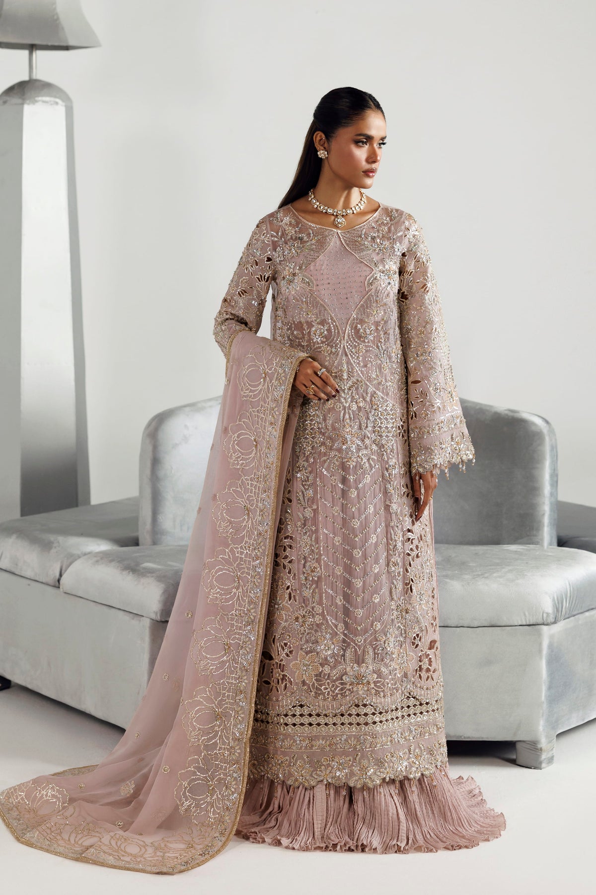 Akbar Aslam Iyla organza shirt with chiffon dupatta