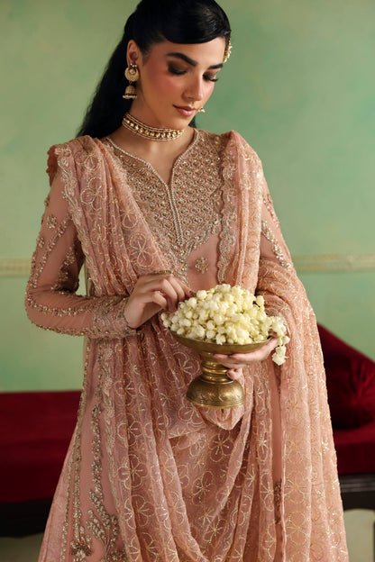 Akbar Aslam Arshia side view of embroidered net shirt