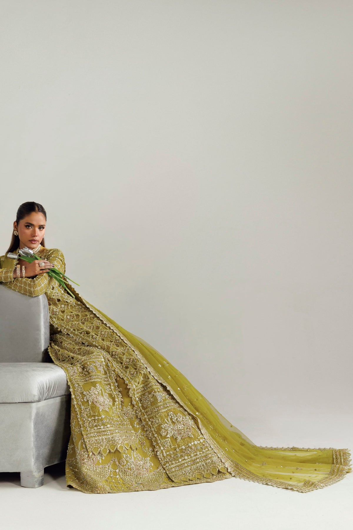Akbar Aslam Daria embellished chalk border