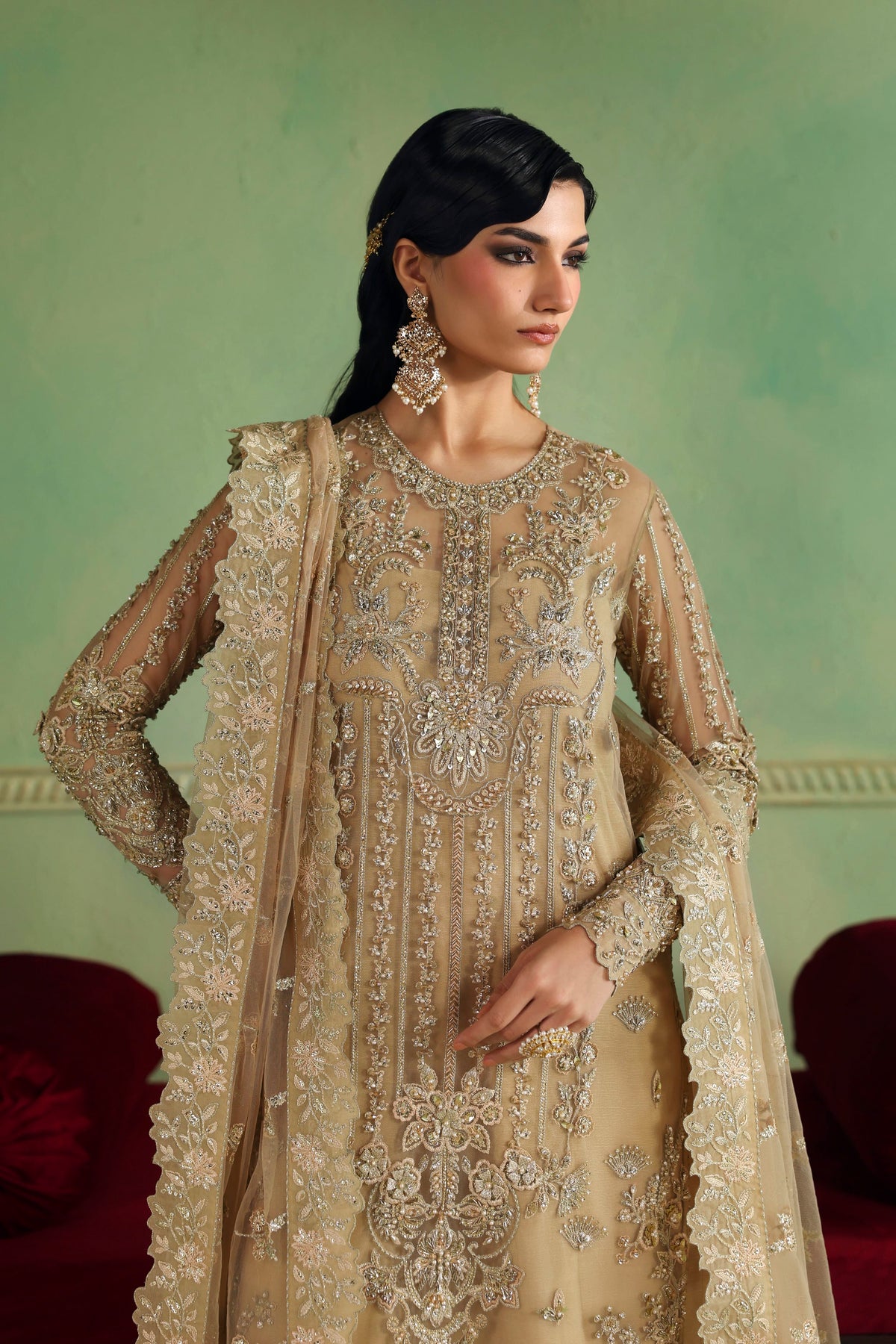 Zareefa by Akbar Aslam – Pakistani wedding guest net suit
