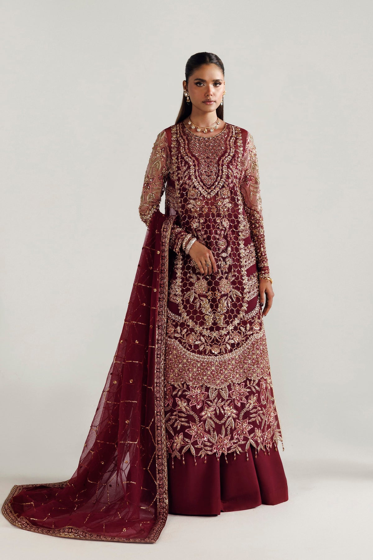Akbar Aslam Azelle hand-embellished organza shirt with trouser