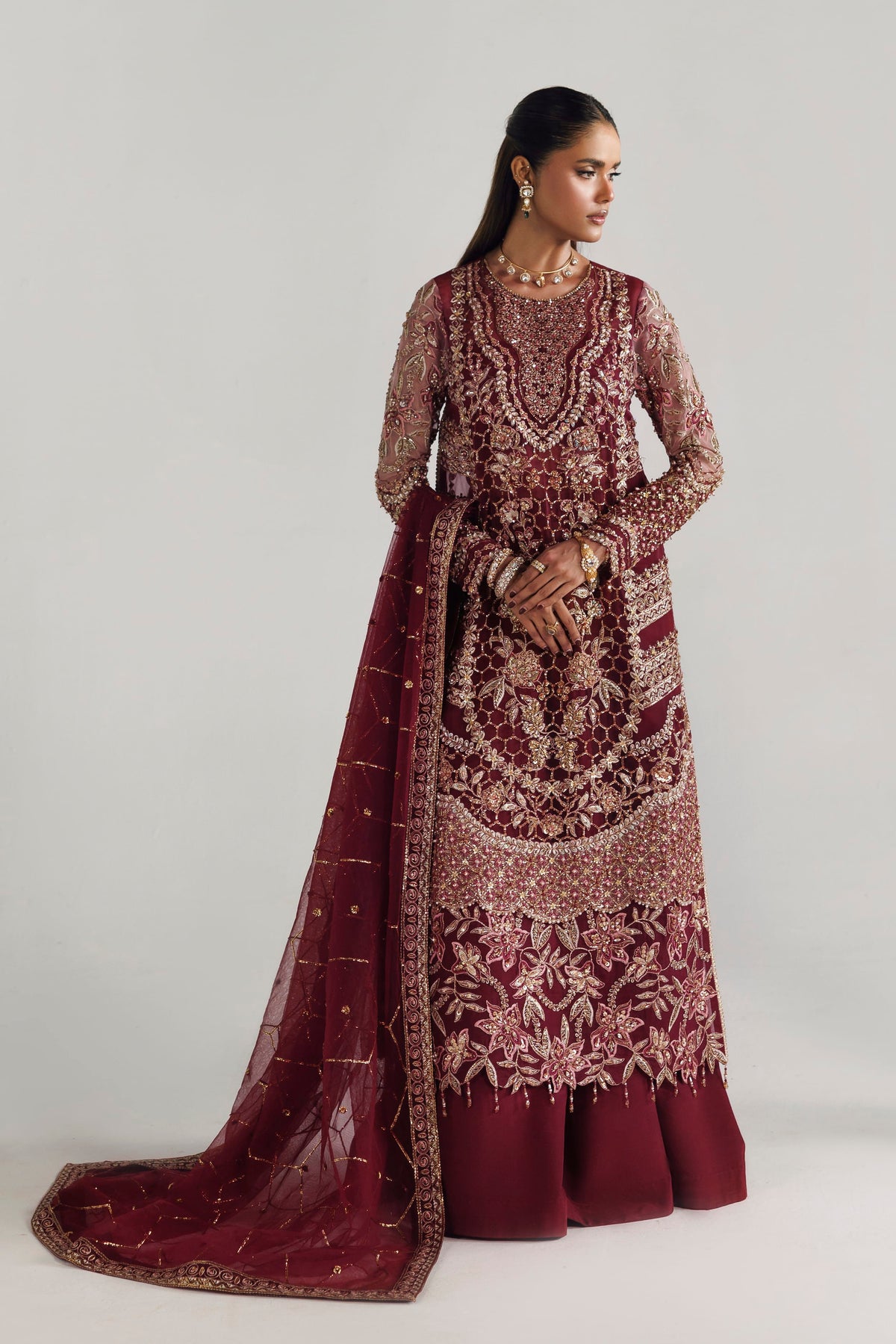 Akbar Aslam Azelle Pakistani organza formal with net dupatta