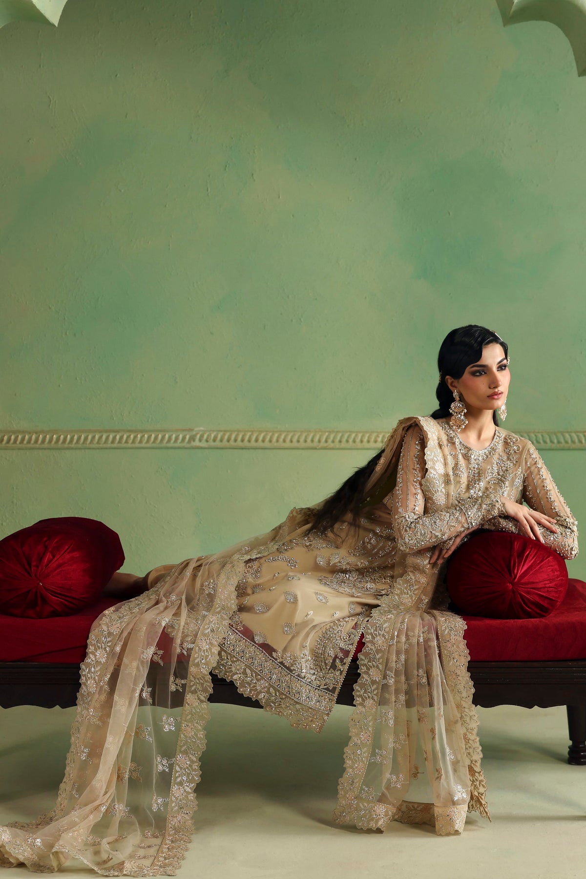 Akbar Aslam Zareefa back view with organza back border