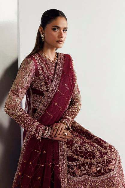 Akbar Aslam Azelle embroidered net dupatta with organza border