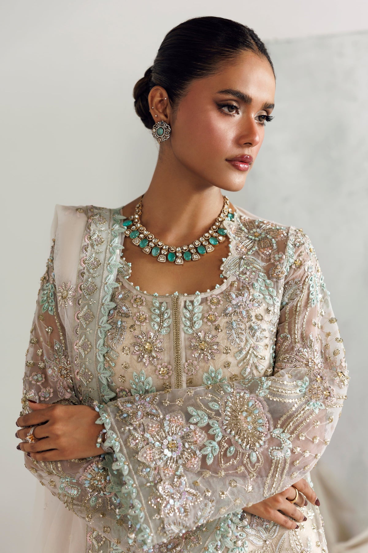 Akbar Aslam Ruya hand-embellished organza front