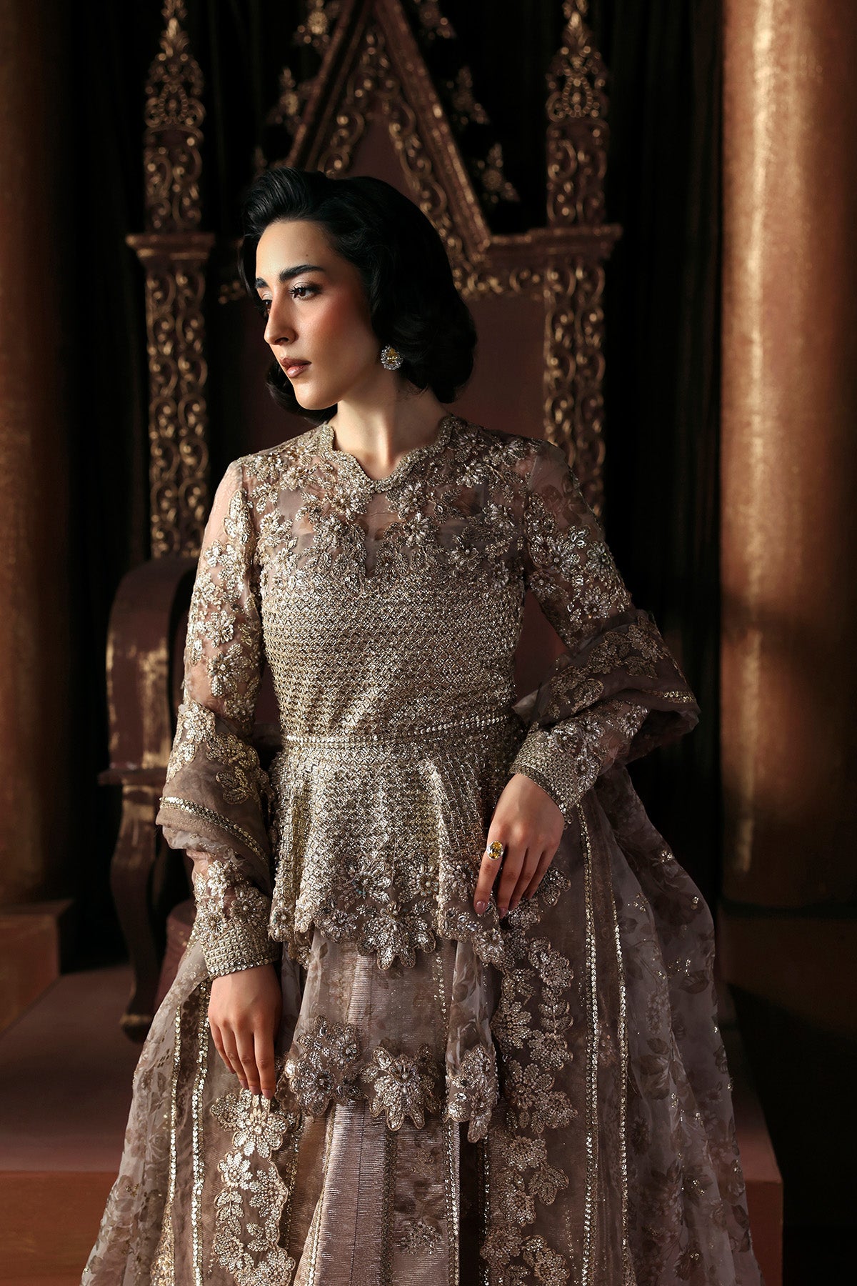 Afrozeh Priestess illusion neckline and sleeve embroidery detail