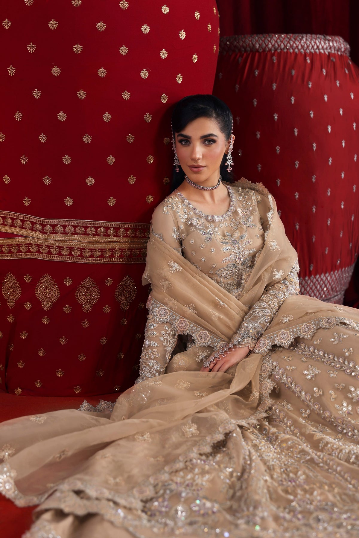 Akbar Aslam Parisa back view of organza blouse and lehenga