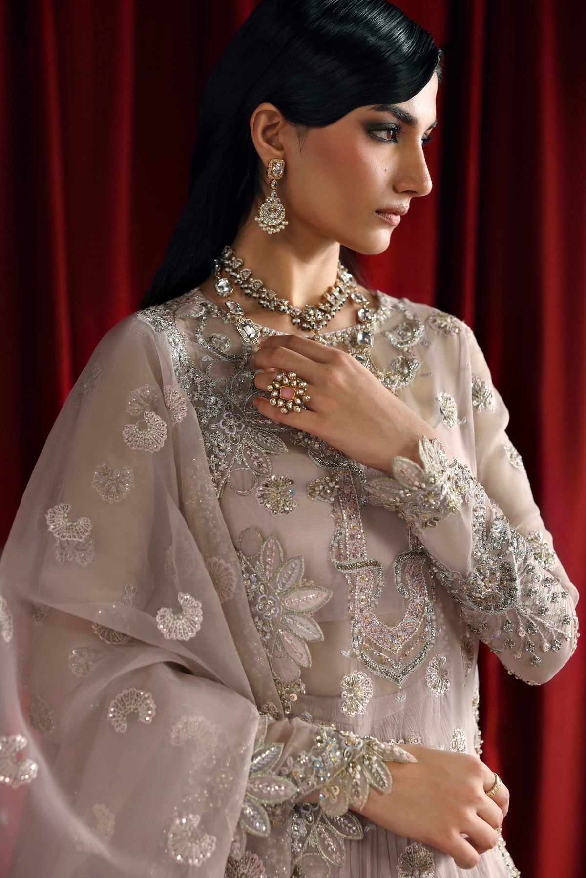 Akbar Aslam Shahnaz Pakistani sharara suit with organza dupatta