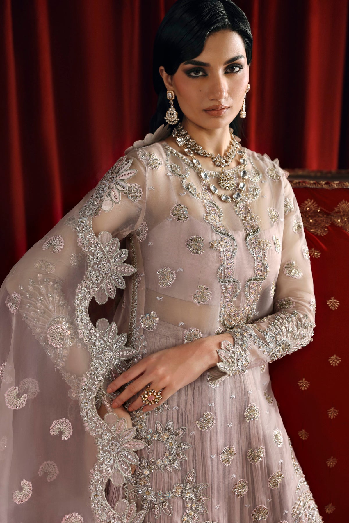 Akbar Aslam Shahnaz back view with organza back border