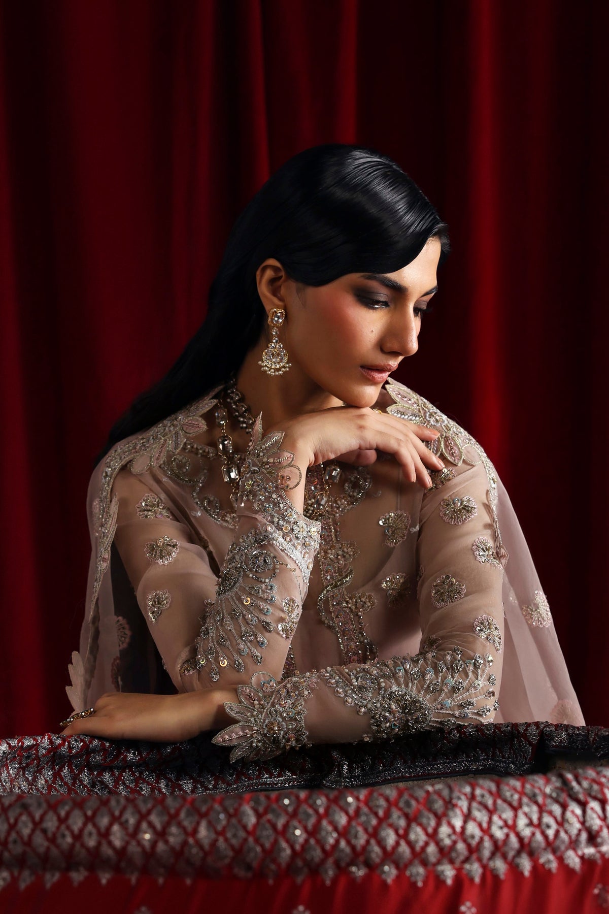 Akbar Aslam Shahnaz embroidered organza dupatta