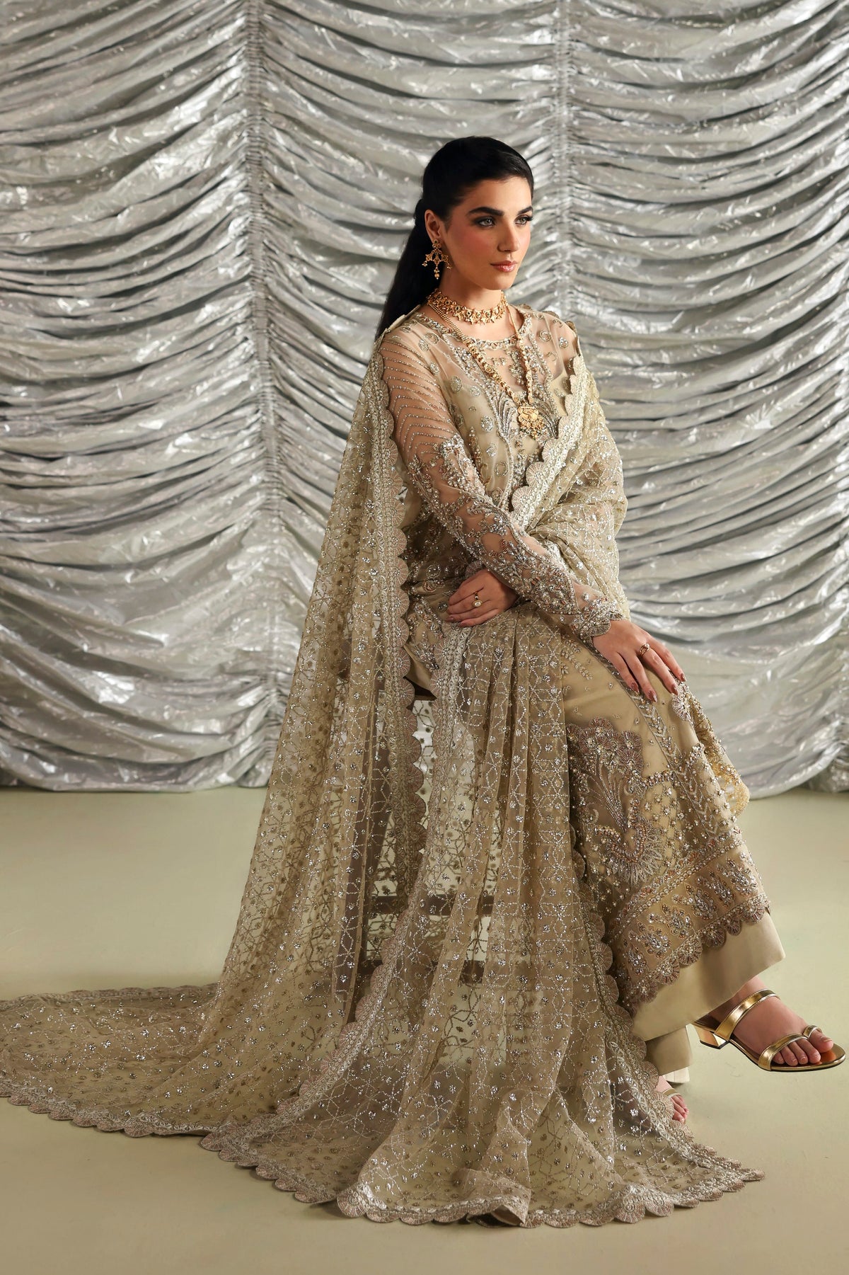 Akbar Aslam Roshanara back view with organza back border