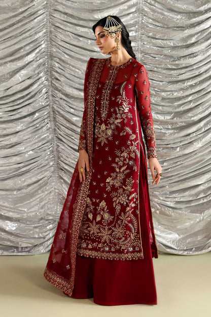 Akbar Aslam Dilafroz side view of embroidered organza shirt