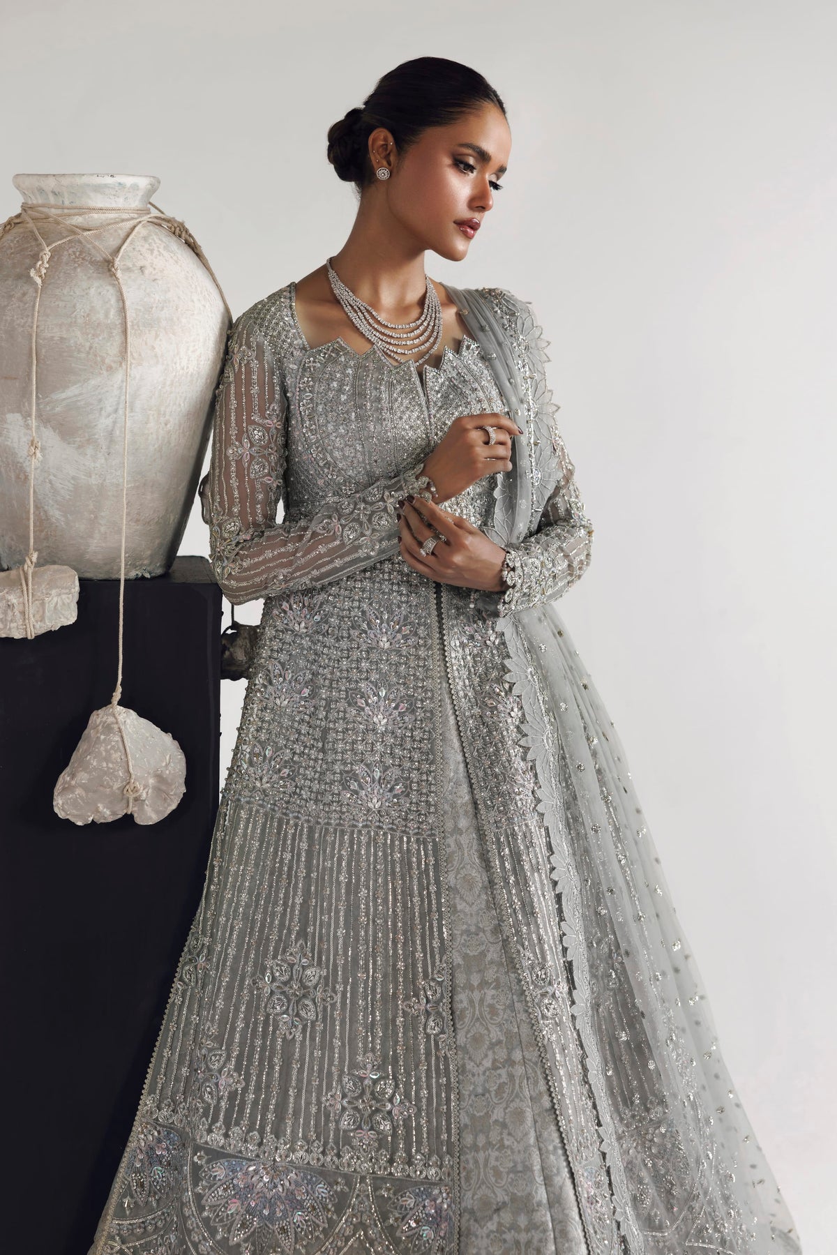 Akbar Aslam Veyra hand-embellished organza front body