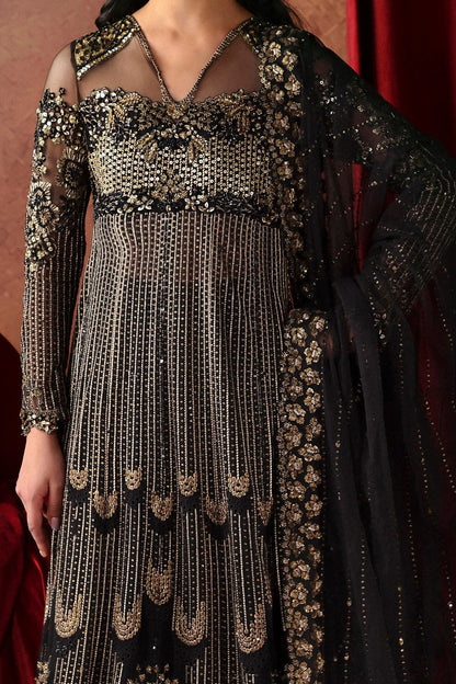 Chariot by Afrozeh – Pakistani wedding guest black gown
