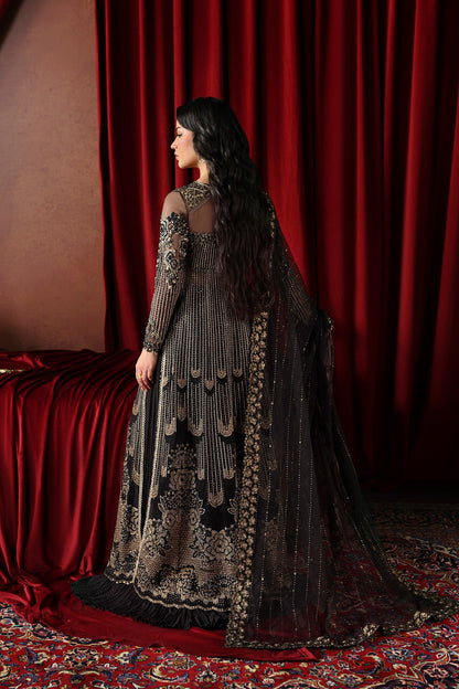 Afrozeh La Fuchsia '26 Chariot Pakistani black formal gown with dupatta