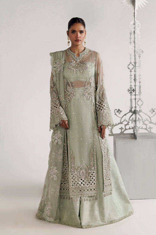 Akbar Aslam Zaria hand-embellished organza panels with raw silk sharara