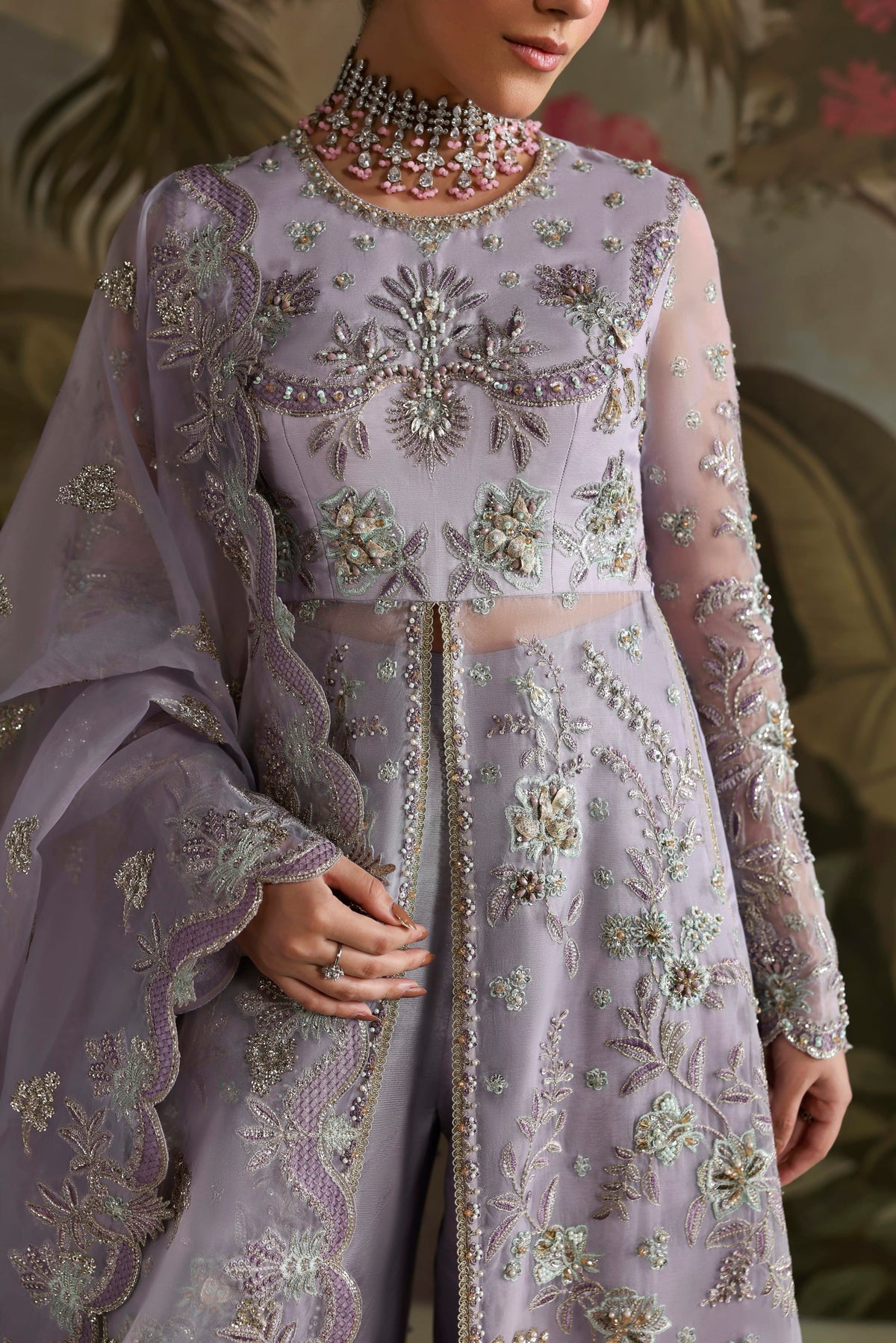Akbar Aslam Zareen Pakistani organza formal with dupatta