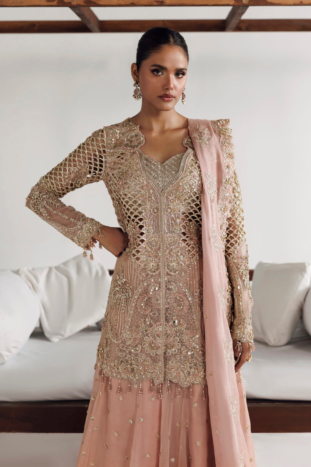 Akbar Aslam Livia Pakistani formal with chiffon dupatta